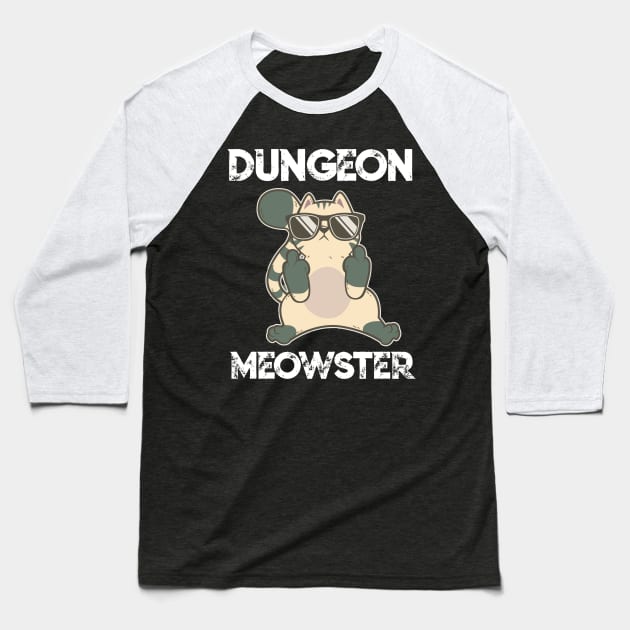 Dungeon Moewster Master Cat RPG DM Funny Gift For Him Her Baseball T-Shirt by TellingTales